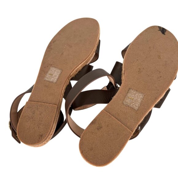 Jack Rogers Sloan Brown Leather Crisscross Espadrille Ankle Wrap Sandals Size 9 - Picture 6 of 8